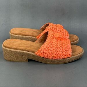 Kurt Geiger Sandals Women's orange Eagle Crochet Cork Slide Sandals size 10.5